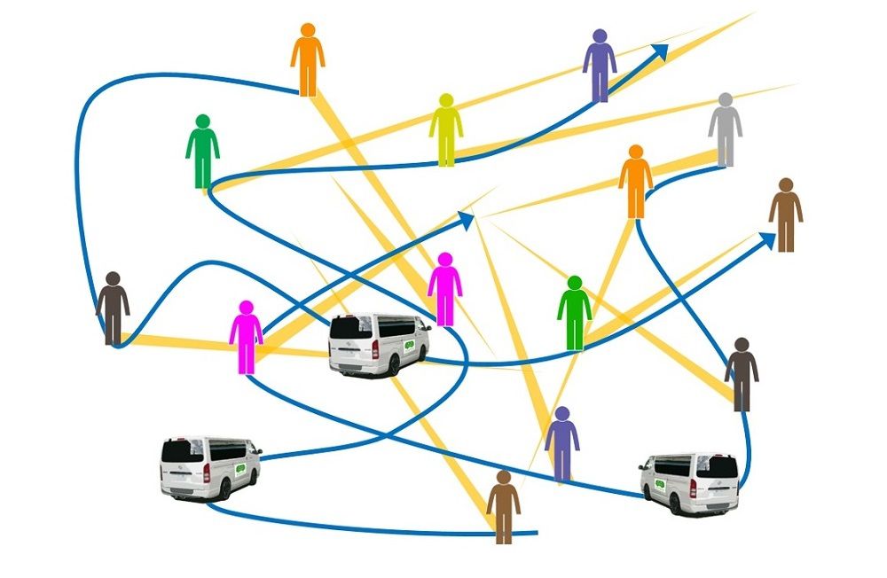 Convehicle的運行計劃示意圖。乘車(chē)點(diǎn)大多設置在垃圾回收站（注1）附近，僅需從家出門(mén)扔垃圾的距離便可使用Convehicle。